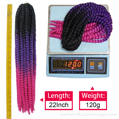 Factory best price Twist Hair Jumbo Braids 22 inch 120g Synthetic Crochet Hair Braiding Hair for women 2020 jumbo twist crochet